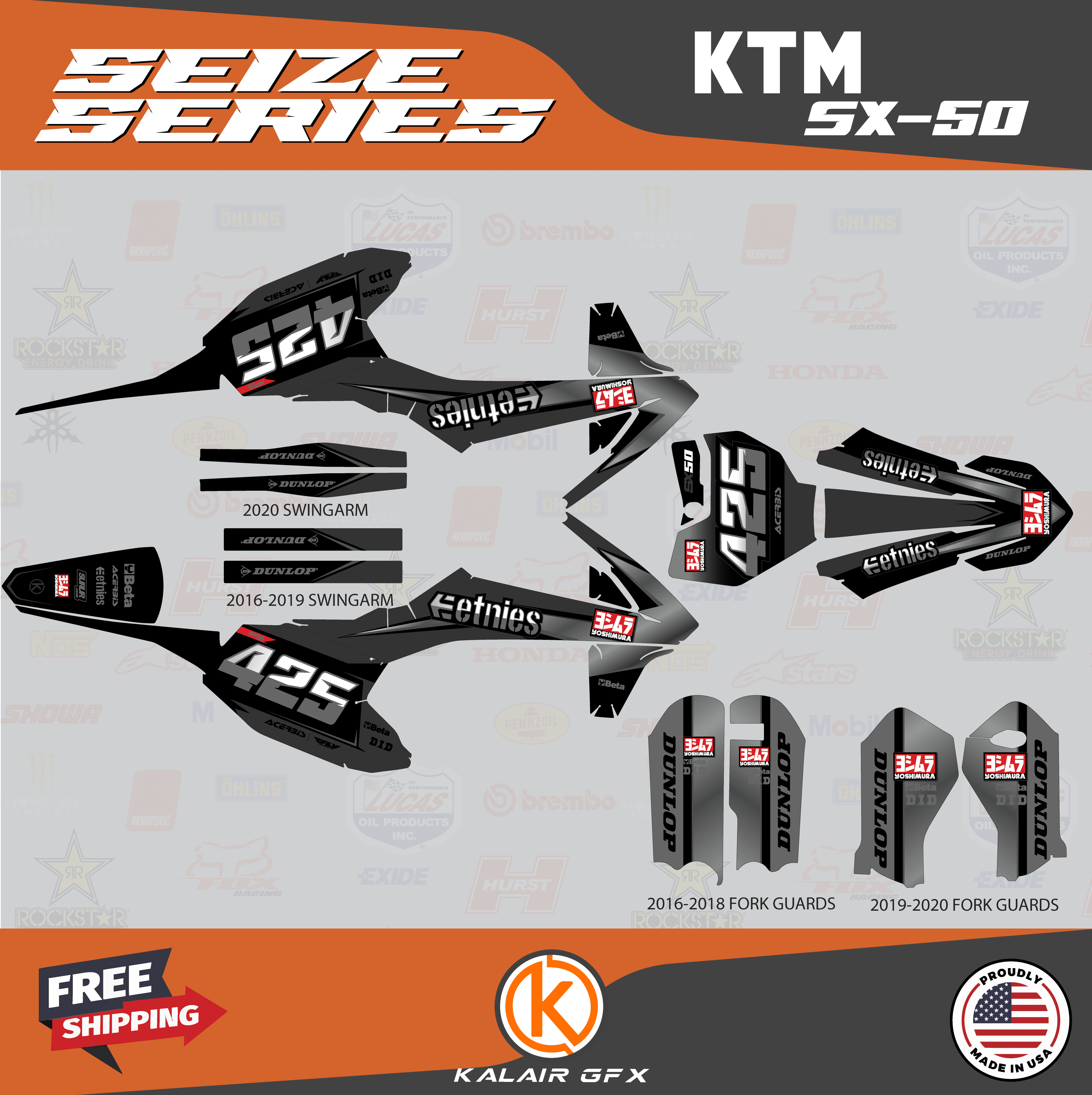 Kalair GFX Graphics Kit for Ktm 50SX MINI SX50 (2019) Seize Series ...