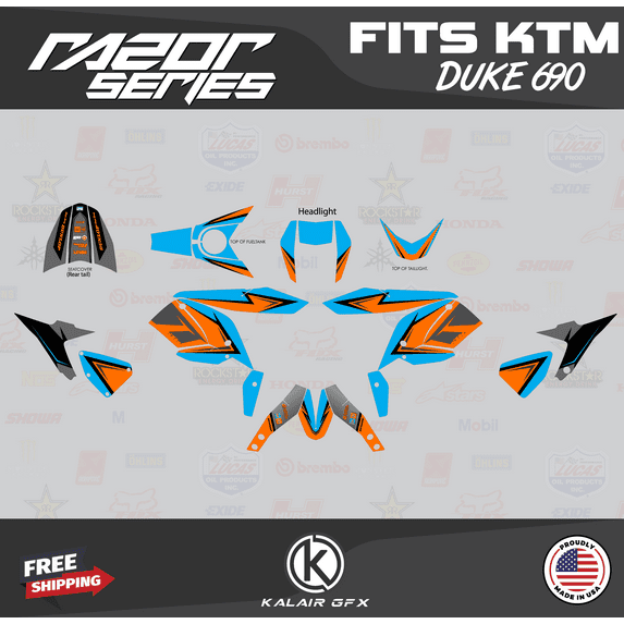 Kalair GFX Graphics Kit for Ktm 690 DUKE (2012-2020) Razor Series