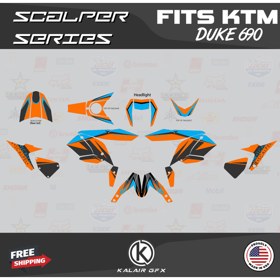 Kalair GFX Graphics Kit for Ktm 690 DUKE (2012-2020) Scalper Series