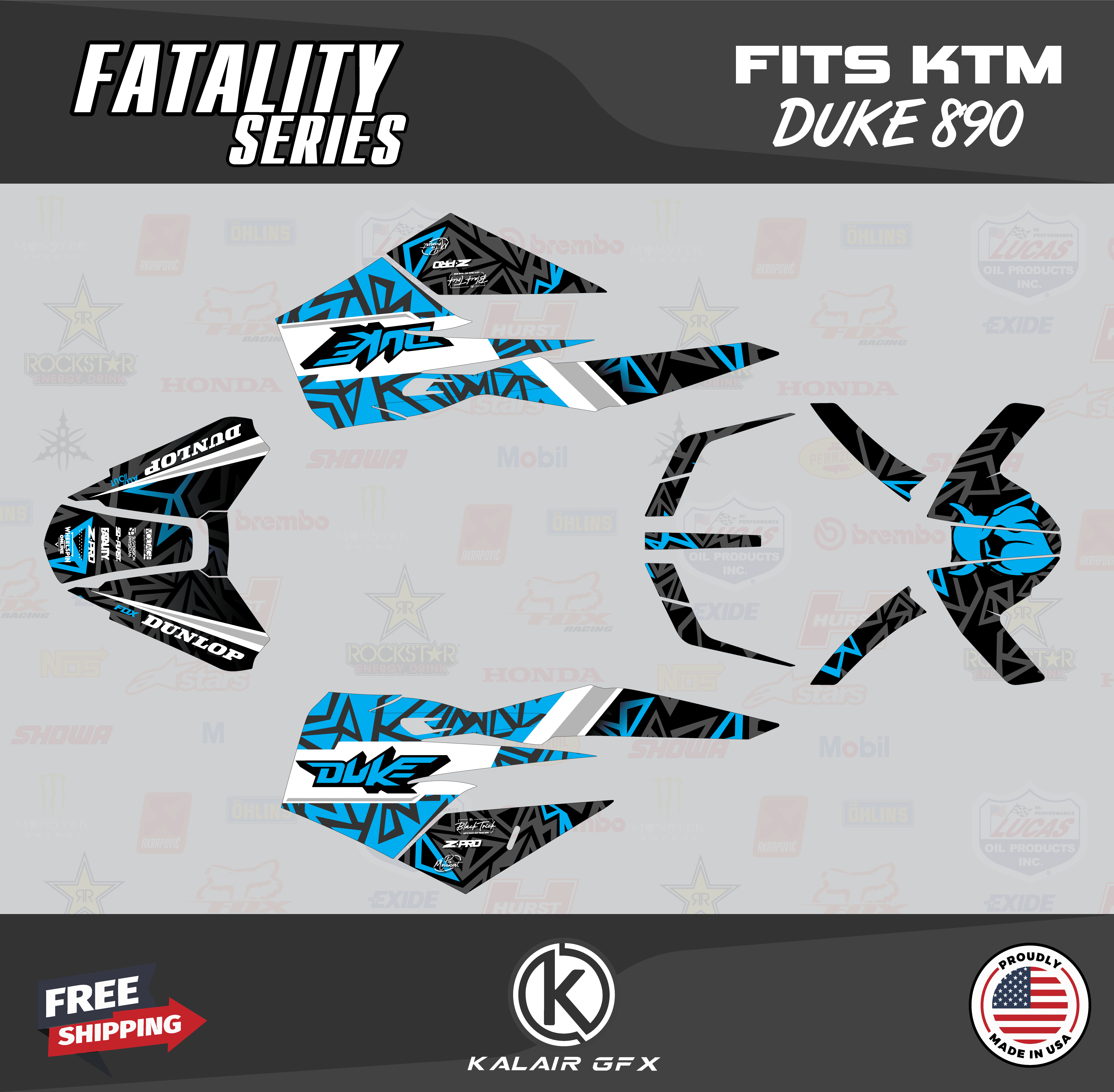 Kalair GFX Graphics Kit for Ktm DUKE 890 (2018-2023) Fatality Series ...