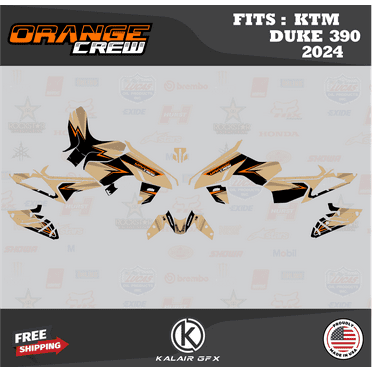 Kalair GFX Graphics Kit for Ktm DUKE390 (2024) Orange-crew Series