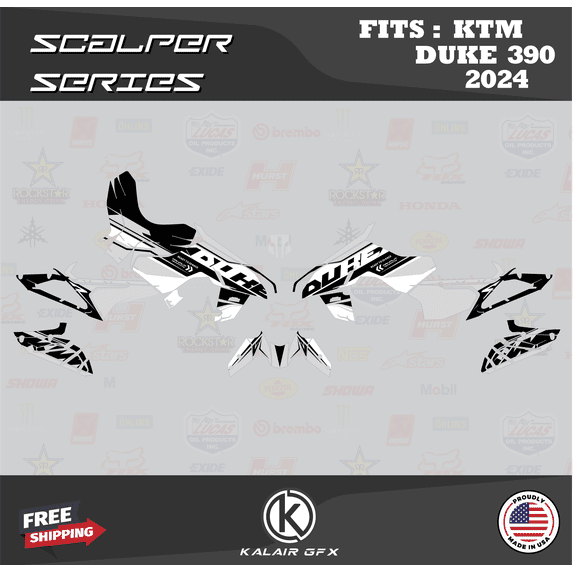 Kalair GFX Graphics Kit for Ktm DUKE390 (2024) Scalper Series