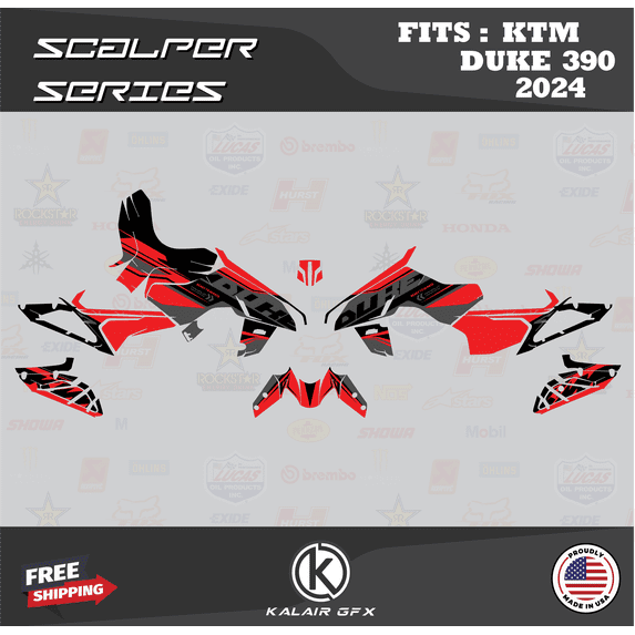 Kalair GFX Graphics Kit for Ktm DUKE390 (2024) Scalper Series