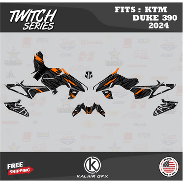 Kalair GFX Graphics Kit for Ktm DUKE390 (2024) Twitch Series