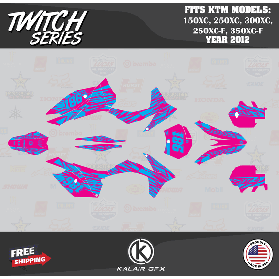 Kalair GFX Graphics Kit for Ktm ENDURO 150XC, 250XC, 300XC, 250XC-F, and 350XC-F (2012) Twitch Series