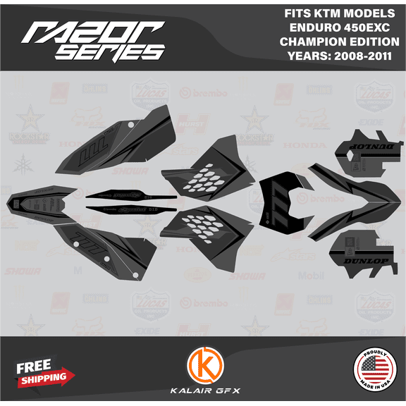 Kalair GFX Graphics Kit for Ktm Enduro 450EXC Champions Edition (2008-2011) Razor Series