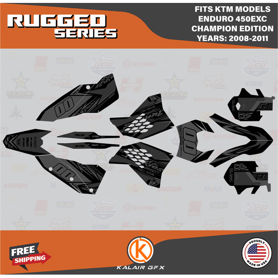 Kalair GFX Graphics Kit for Ktm Enduro 450EXC Champions Edition (2008-2011) Rugged Series