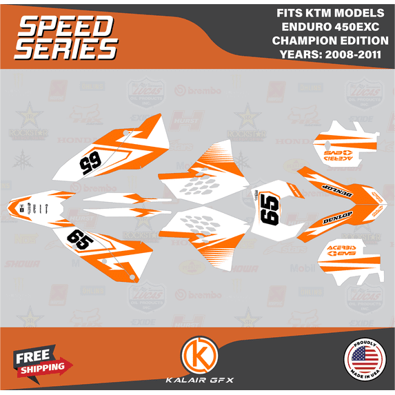 Kalair GFX Graphics Kit for Ktm Enduro 450EXC Champions Edition (2008-2011) Speed Series