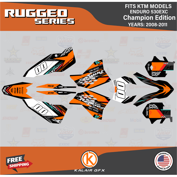 Kalair GFX Graphics Kit for Ktm Enduro 530 EXC Champions Edition (2008-2011) Rugged Series