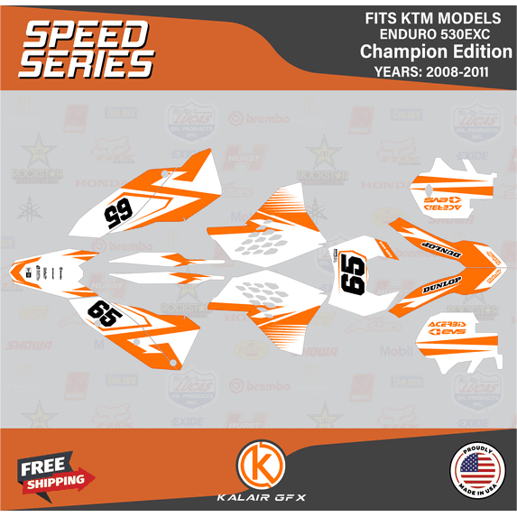 Kalair GFX Graphics Kit for Ktm Enduro 530 EXC Champions Edition (2008-2011) Speed Series