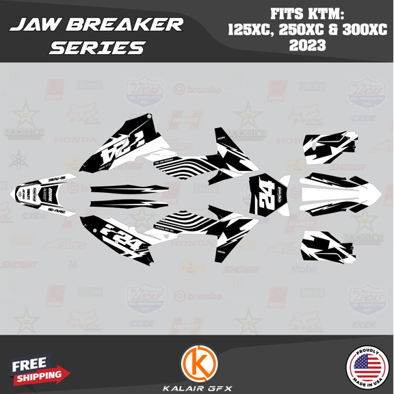 Kalair GFX Graphics Kit for Ktm KTM Enduro 2-Stroke 125XC,250XC and 300XC (2023) Jawbreaker Series