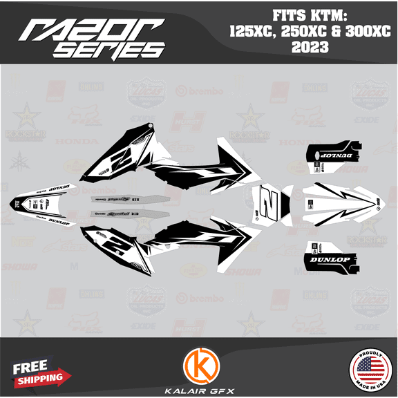 Kalair GFX Graphics Kit for Ktm KTM Enduro 2-Stroke 125XC,250XC and 300XC (2023) Razor Series