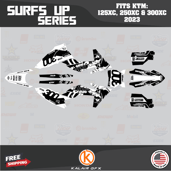 Kalair GFX Graphics Kit for Ktm KTM Enduro 2-Stroke 125XC,250XC and 300XC (2023) Surfsup Series
