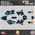 thumbnail image 1 of Kalair GFX Graphics Kit for Ktm Motocross 2-stroke 125SX,200SX,250SX,300SX and 380SX (1998-2000) Bold Series, 1 of 5
