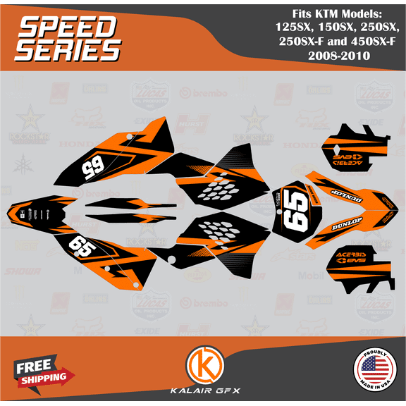 Kalair GFX Graphics Kit for Ktm Motocross 4-STROKE 250SX-F and 450SX-F (2008-2010) Speed Series
