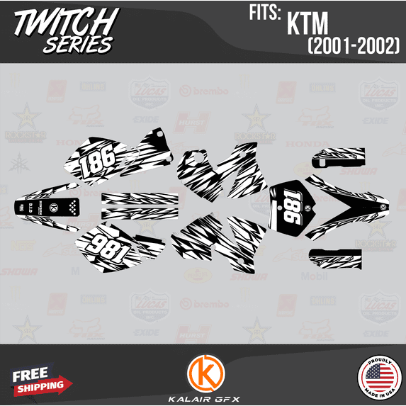 Kalair GFX Graphics Kit for Ktm SX SXF 125-250-350-450 (2001-2002) Twitch Series