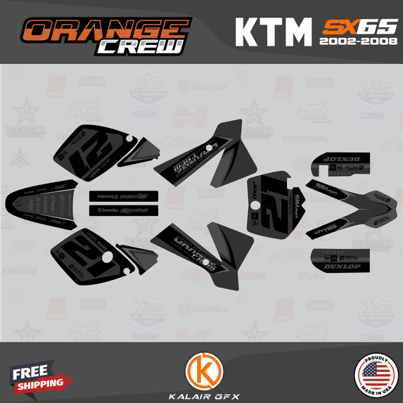 Kalair GFX Graphics Kit for Ktm SX65 (2002-2008) Orange-crew Series