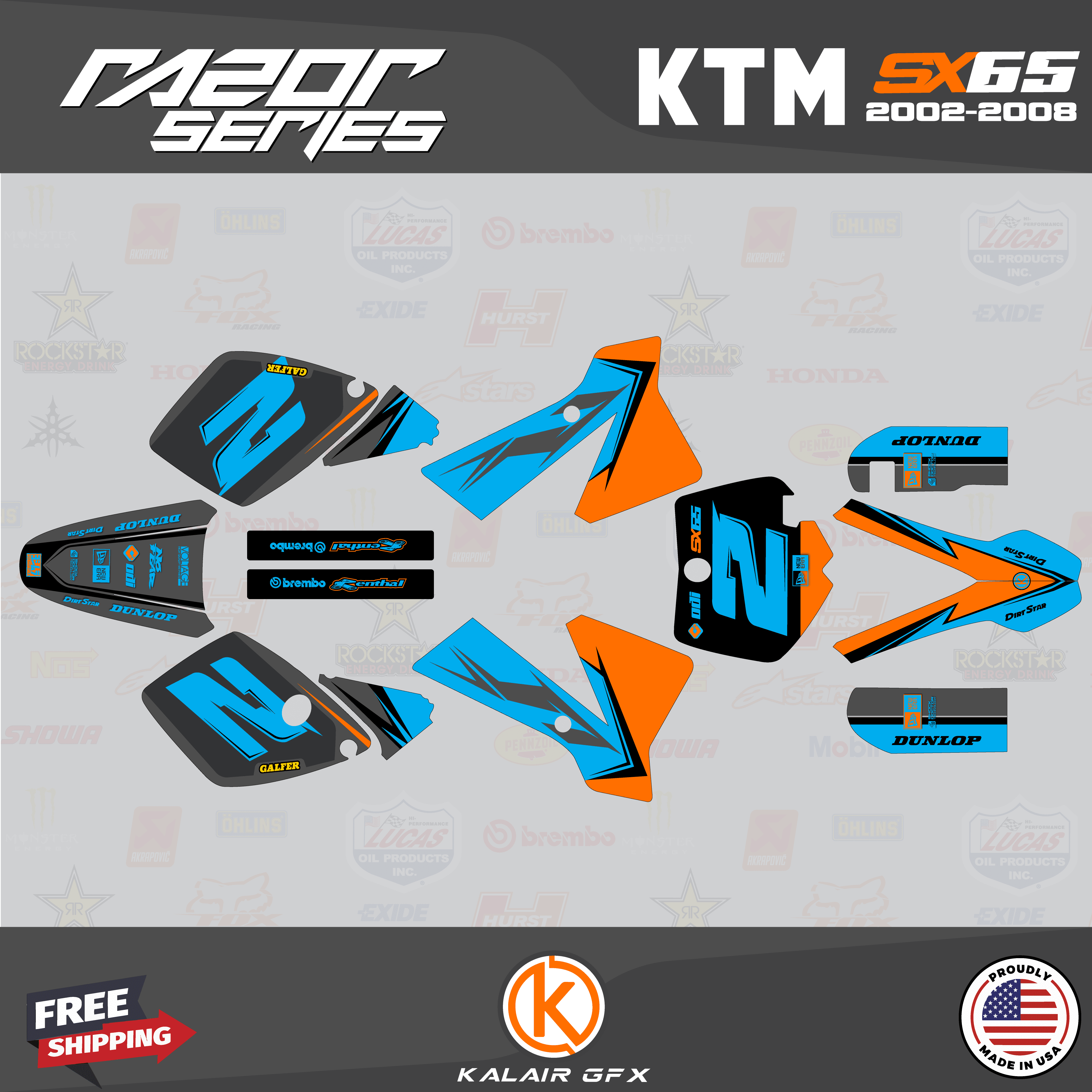 Kalair GFX Graphics Kit for Ktm SX65 (2002-2008) Razor Series - Walmart.com