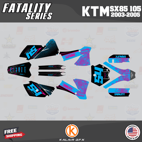 Kalair GFX Graphics Kit for Ktm SX85 SX105 (2003-2005) Fatality Series