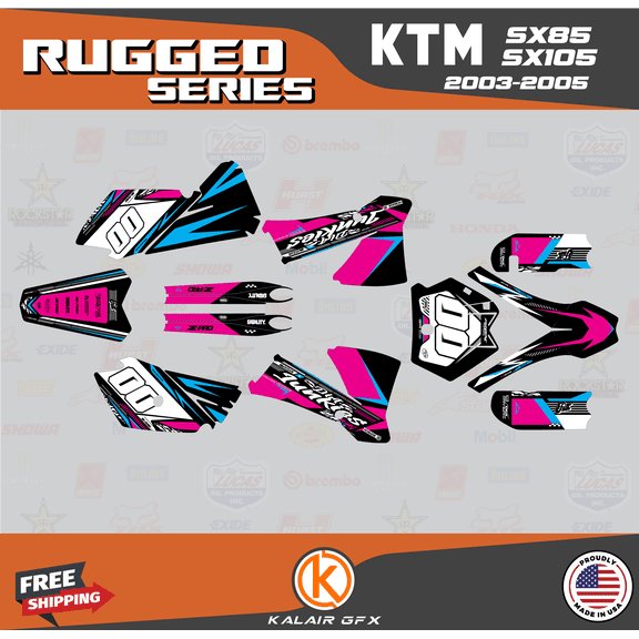 Kalair GFX Graphics Kit for Ktm SX85 SX105 (2003-2005) Rugged Series