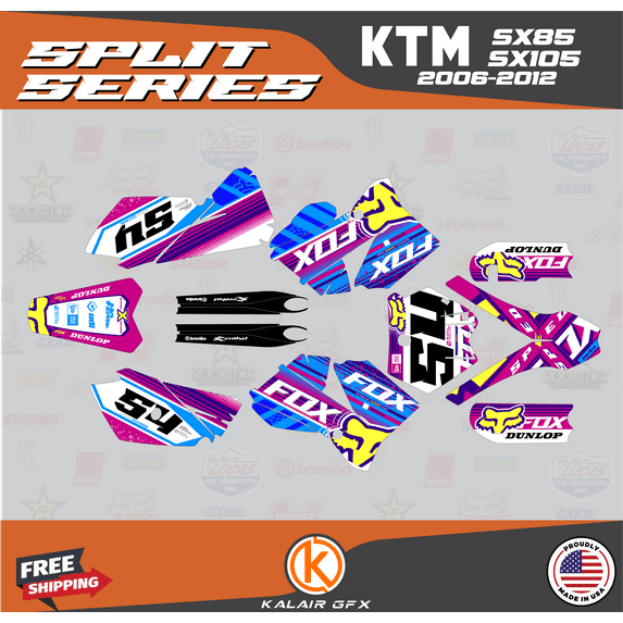 Kalair GFX Graphics Kit for Ktm SX85 SX105 (2006-2012) Split Series