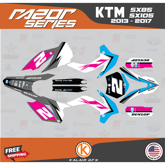 Kalair GFX Graphics Kit for Ktm SX85 SX105 (2013-2017) Razor Series