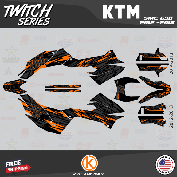 Kalair GFX Graphics Kit for Ktm Supermoto 690SMC-R (2012-2018) Twitch Series