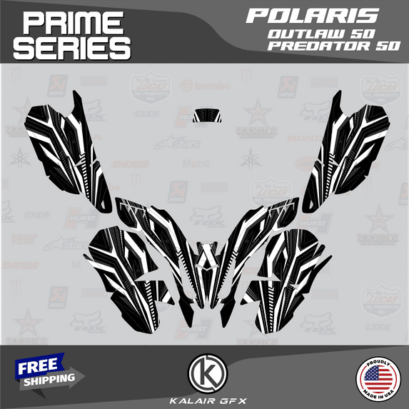 Kalair GFX Graphics Kit for Polaris ATV PREDATOR50 (2004-2007), and OUTLAW50 (2008-2019) Prime Series