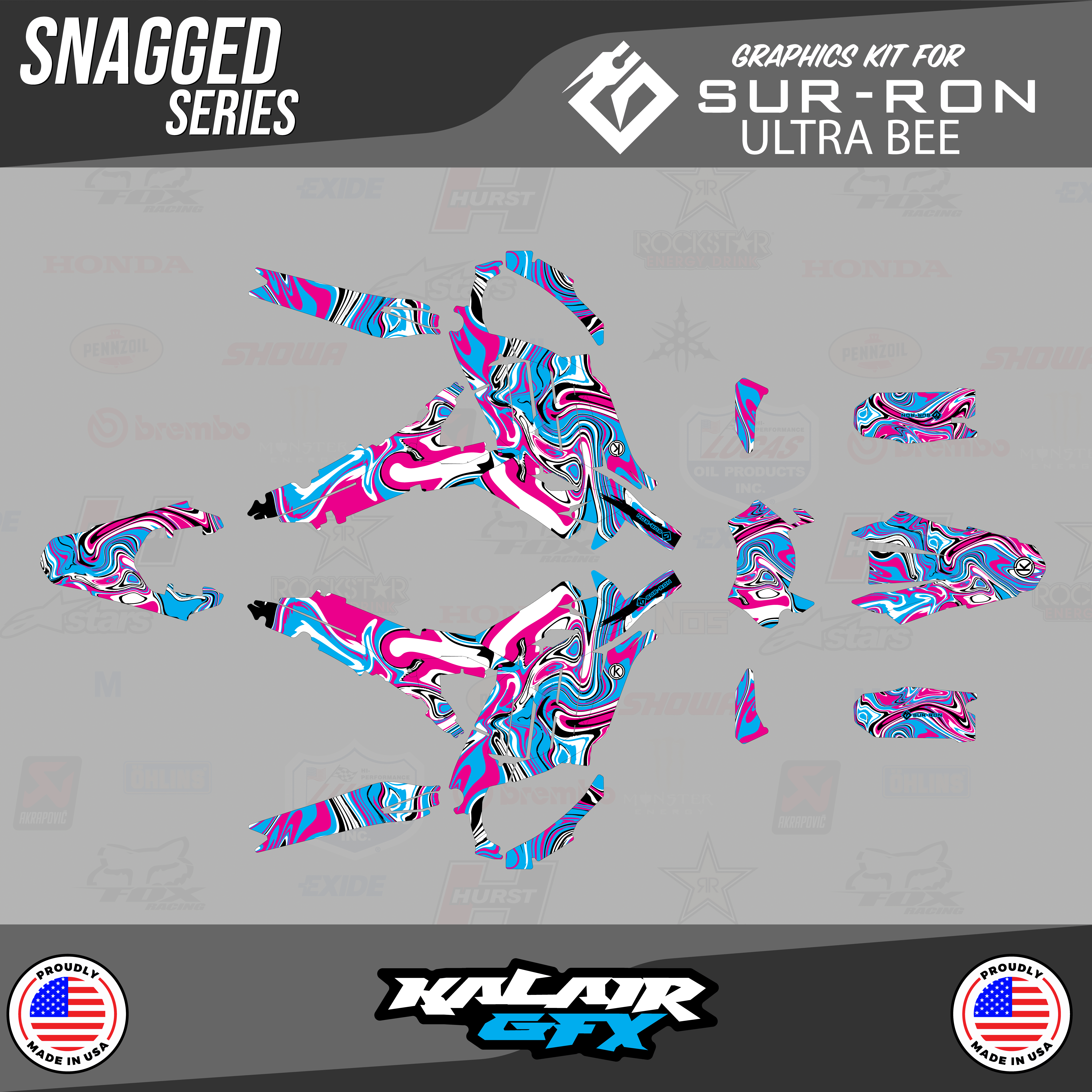 Kalair GFX Graphics Kit for Yamaha YZ 250 (2022) Turbo Series Blue 21 Mil - Dirt pit bike motorcycle stickers dirtbike racing automotive decal mot : Kalair GFX Graphics Kit for Losi Promoto-Mx Rc
