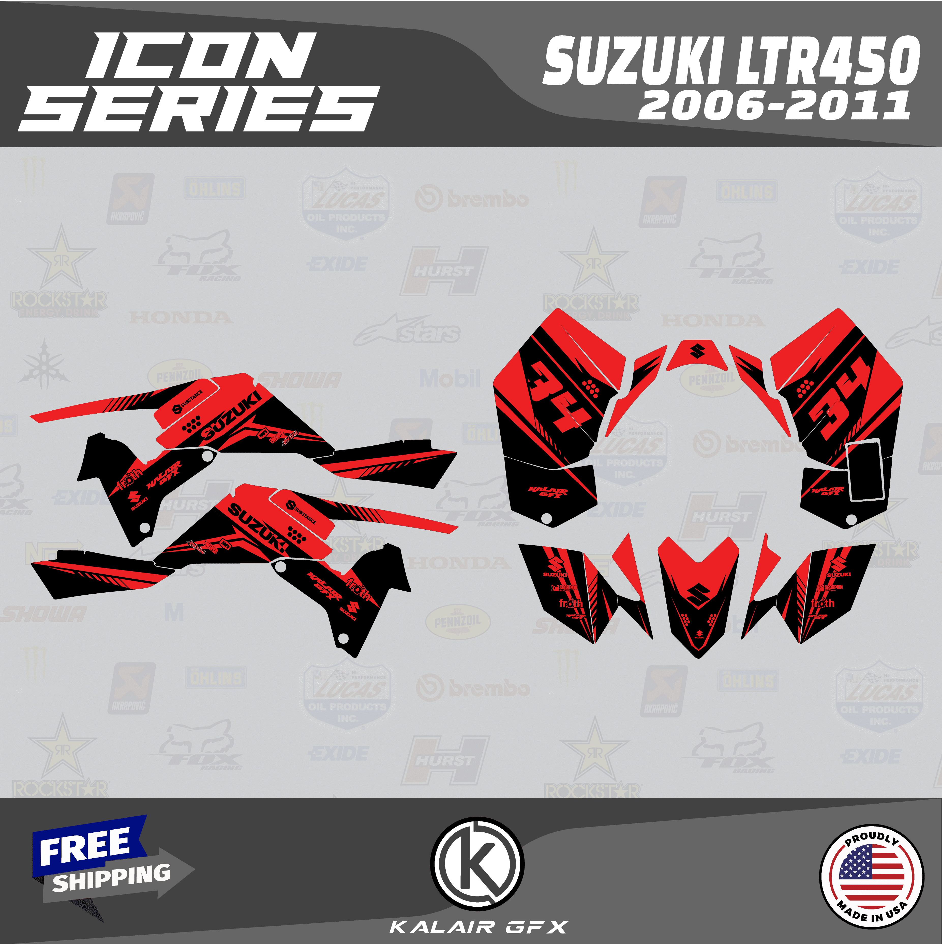 Kit Complet D'Autocollants/Graphiques Pour Suzuki LTR 450 ATV