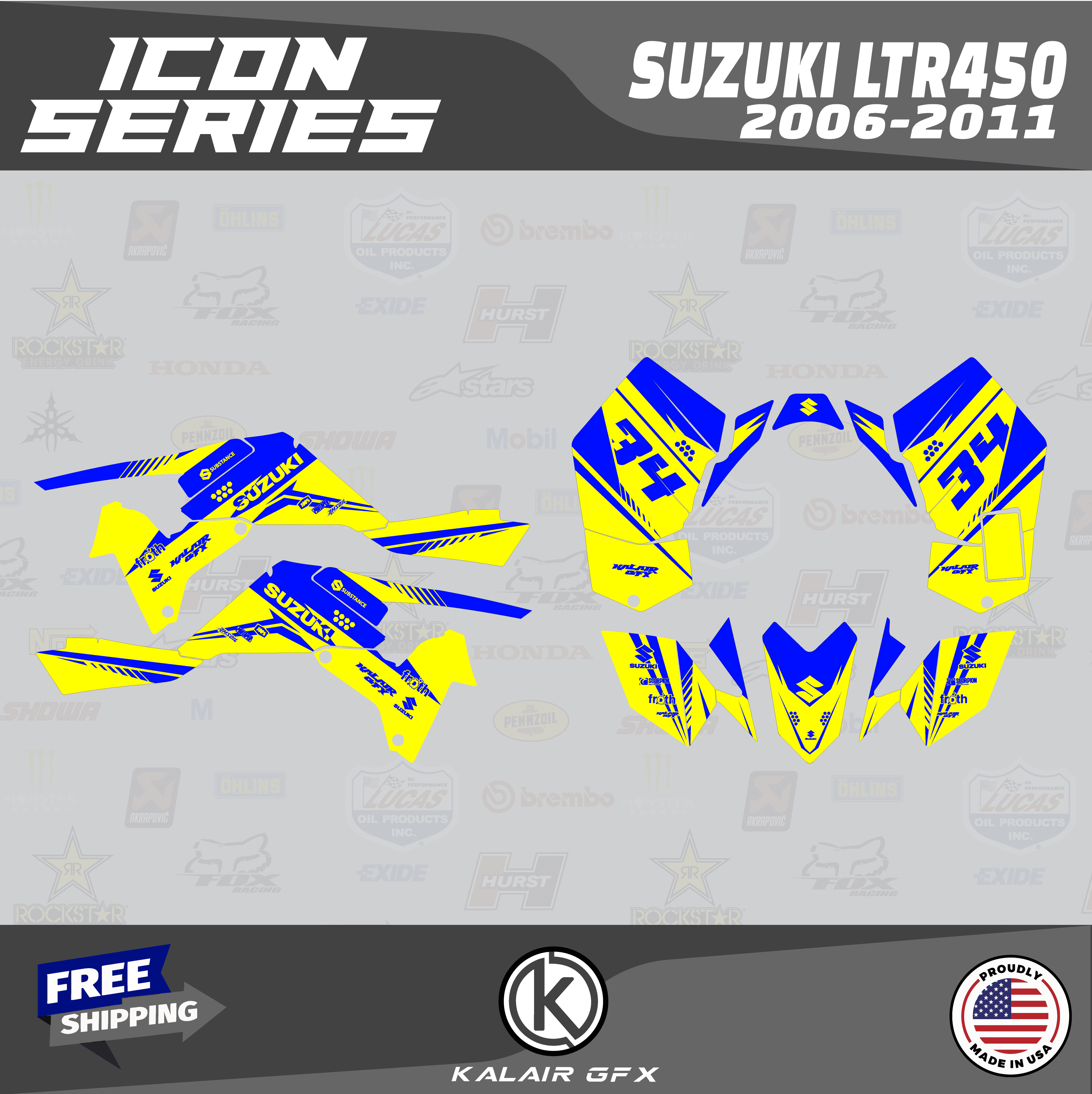 Kit d'autocollants et de décalcomanies pour VTT Suzuki LTR