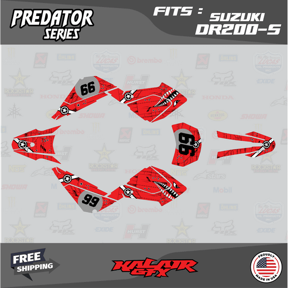 Kalair GFX Graphics Kit for Suzuki DR200-S (All Years) Predator Series