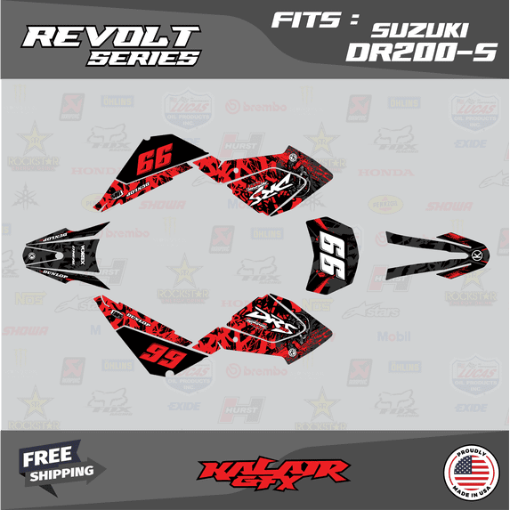 Kalair GFX Graphics Kit for Suzuki DR200-S (All Years) Revolt Series