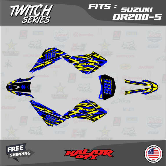 Kalair GFX Graphics Kit for Suzuki DR200-S (All Years) Twitch Series