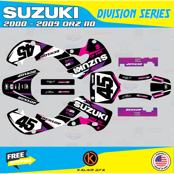 Kalair GFX Graphics Kit for Suzuki DRZ110 (2002-2009) Division Series