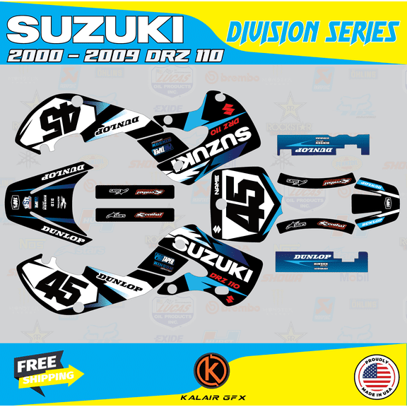 Kalair GFX Graphics Kit for Suzuki DRZ110 (2002-2009) Division Series