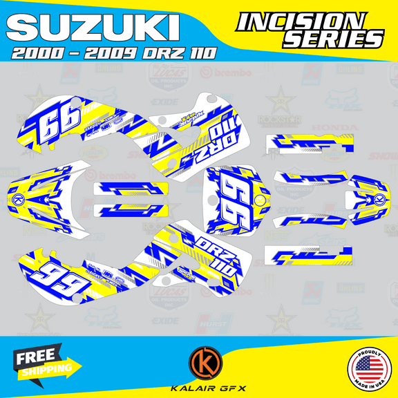 Kalair GFX Graphics Kit for Suzuki DRZ110 (2002-2009) Incision Series