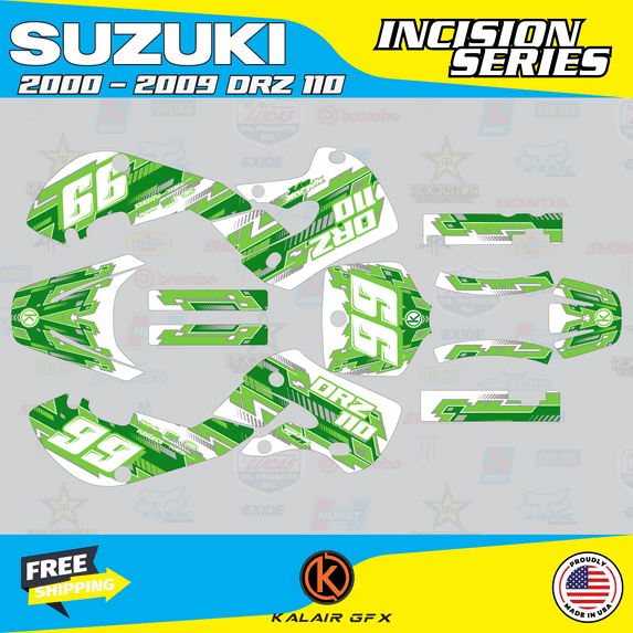 Kalair GFX Graphics Kit for Suzuki DRZ110 (2002-2009) Incision Series