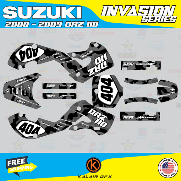 Kalair GFX Graphics Kit for Suzuki DRZ110 (2002-2009) Invasion Series