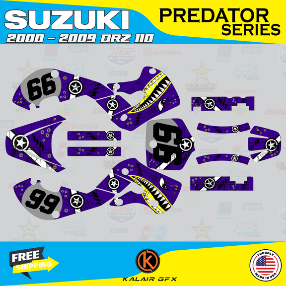 Kalair GFX Graphics Kit for Suzuki DRZ110 (2002-2009) Predator Series