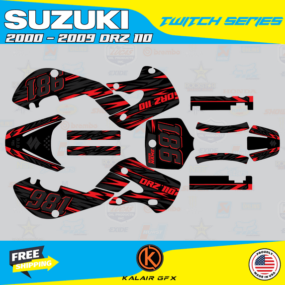 Kalair GFX Graphics Kit for Suzuki DRZ110 (2002-2009) Twitch Series