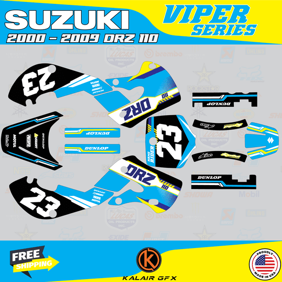 Kalair GFX Graphics Kit for Suzuki DRZ110 (2002-2009) Viper Series