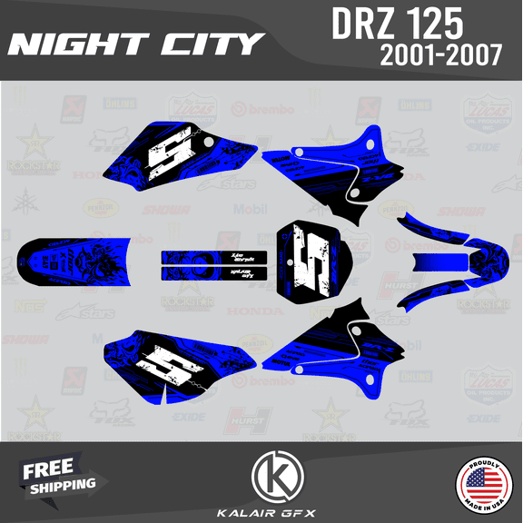 Kalair GFX Graphics Kit for Suzuki DRZ125 (2001-2007) Night-city Series