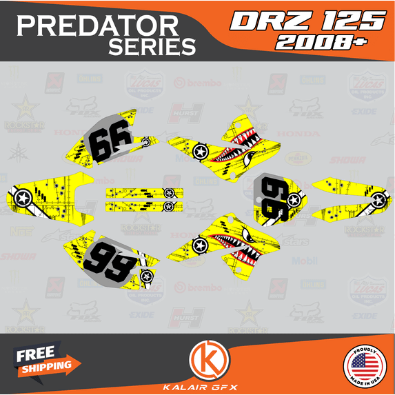 Kalair GFX Graphics Kit for Suzuki DRZ125 (2008-2021) Predator Series