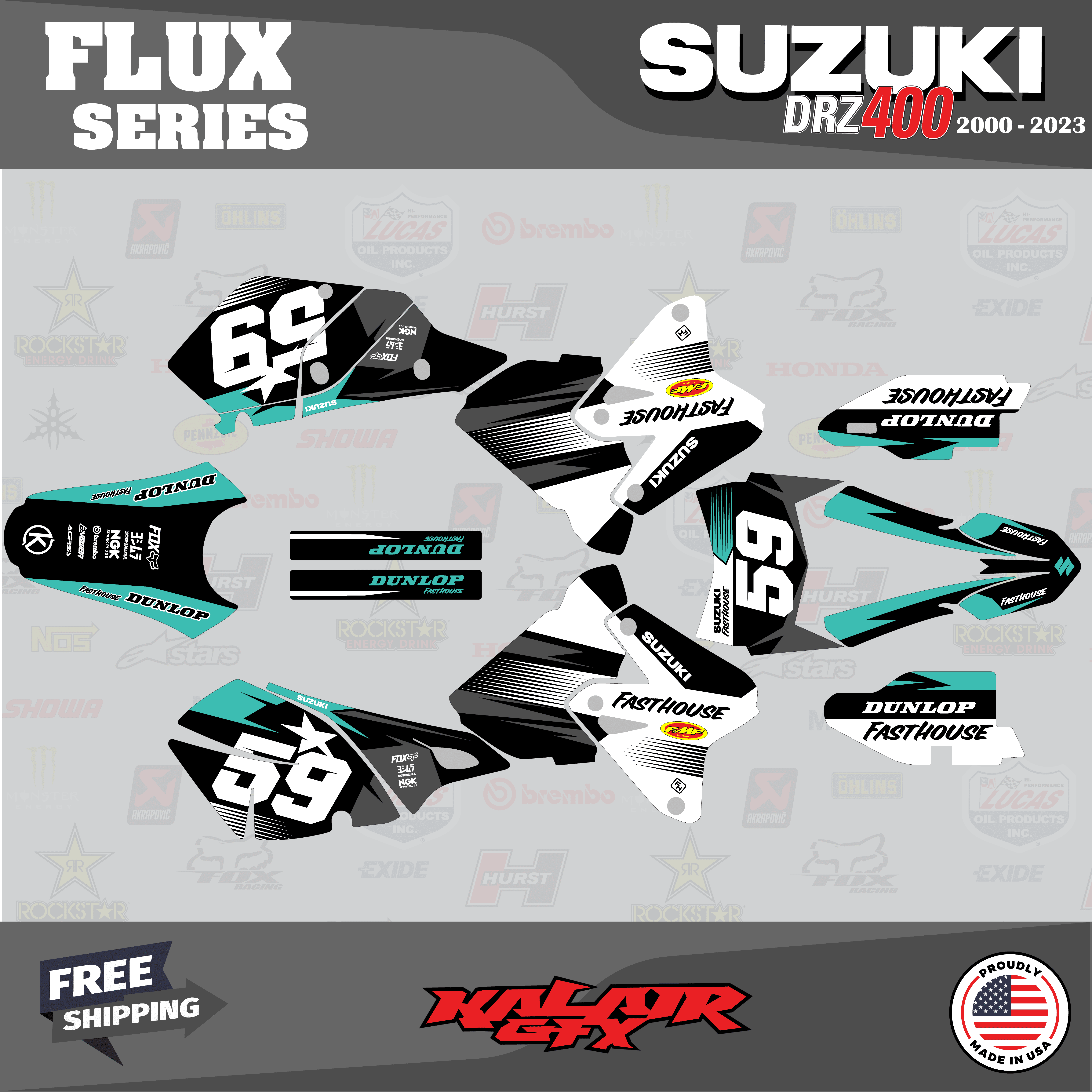 Custom Dirt Bike Graphic Kits For 05-24 Suzuki DRZ 400 SM | Order Now | Senge Graphics