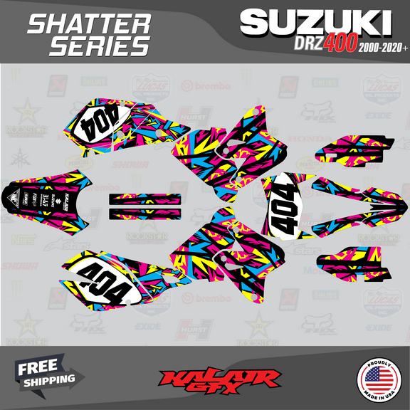 Kalair GFX Graphics Kit for Suzuki DRZ400SM (2001-2023) Shatter Series