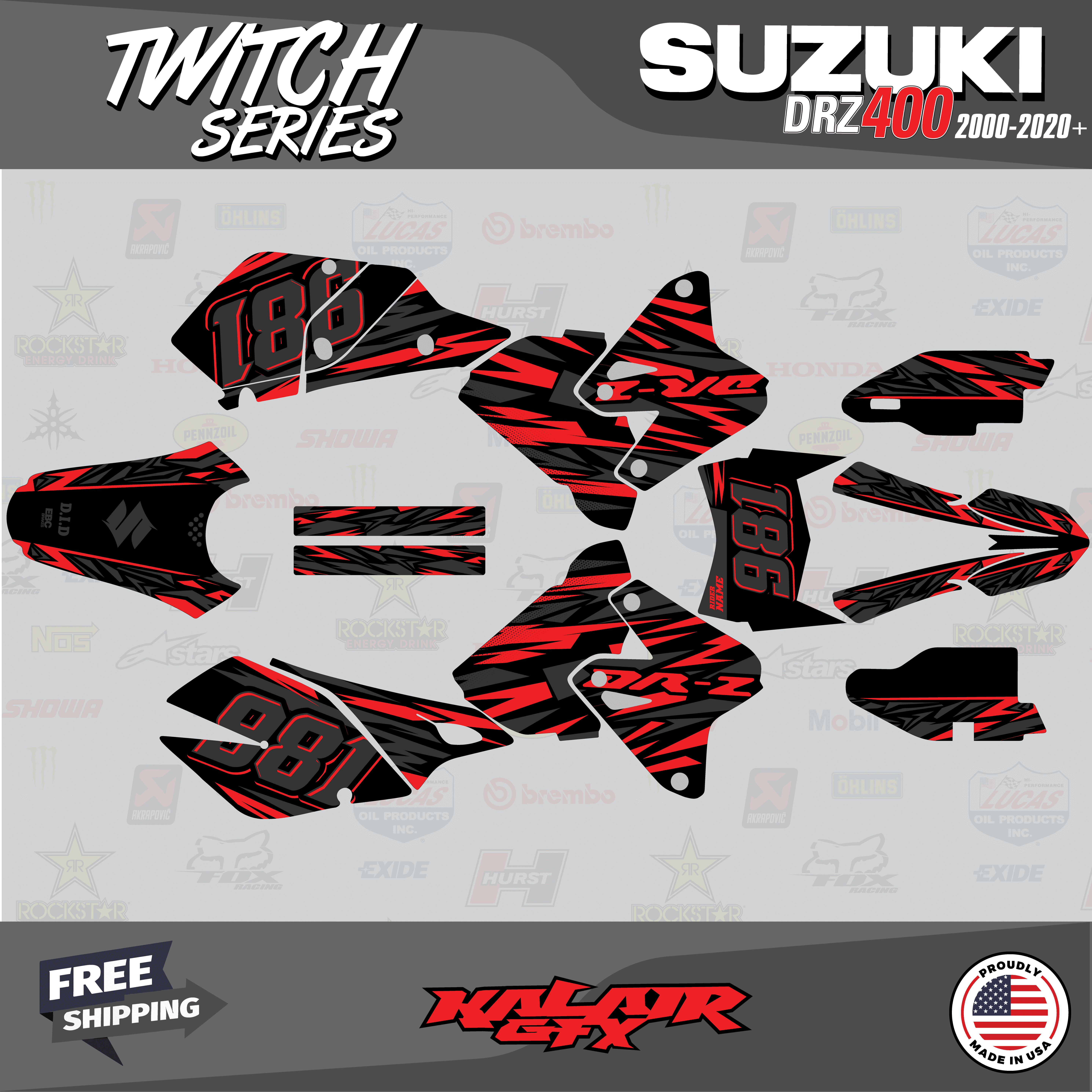 Boston Decal Works and Gold Slick Graphics Kit fit Suzuki