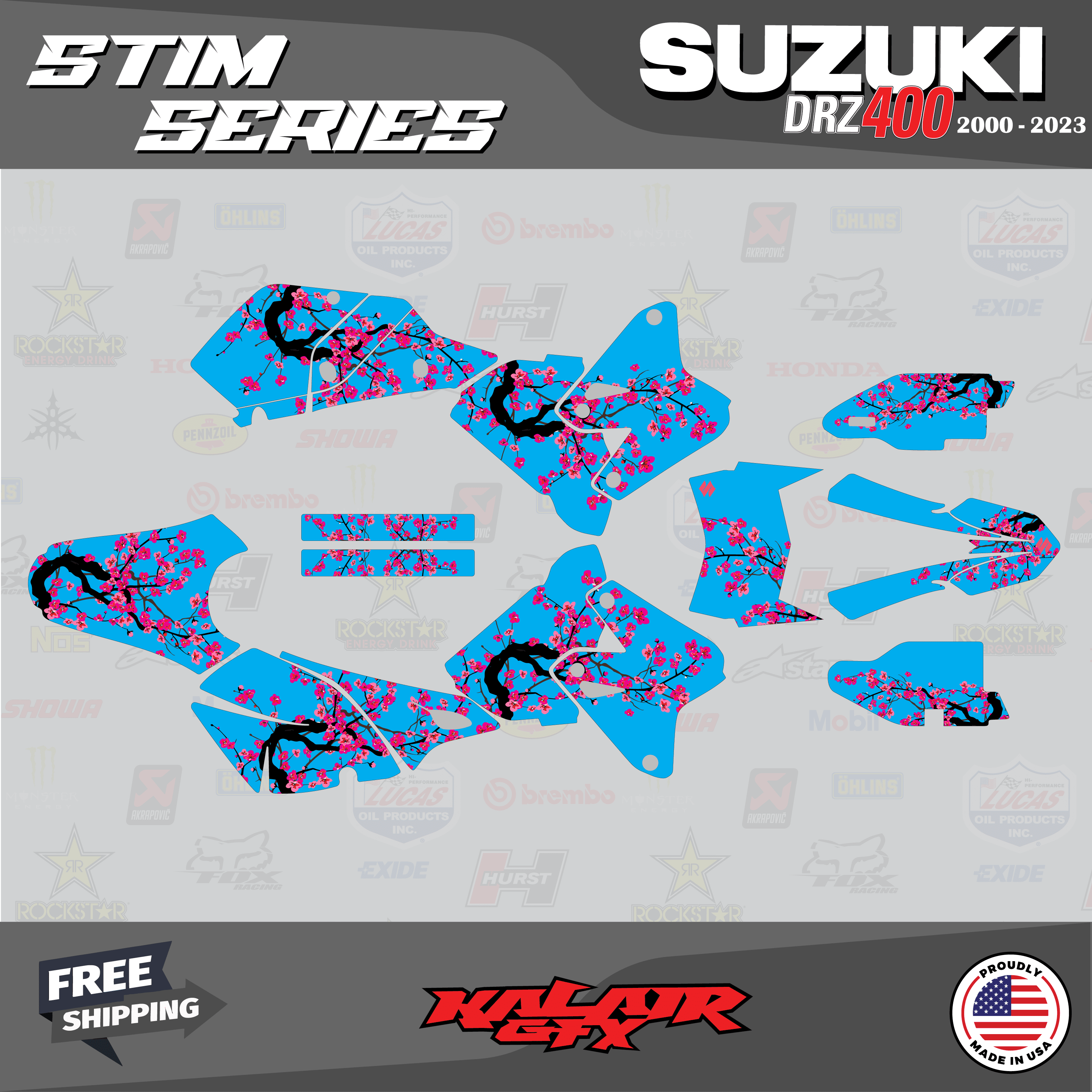 Kalair GFX Graphics Kit for Suzuki DRZ400SM (All Years) Stim Series ...