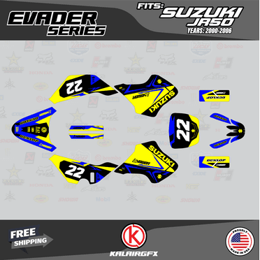 Scarface Sticker Kit Kalair GFX Graphics Kit for Suzuki RM85 (2001-2023) Evader Series ...