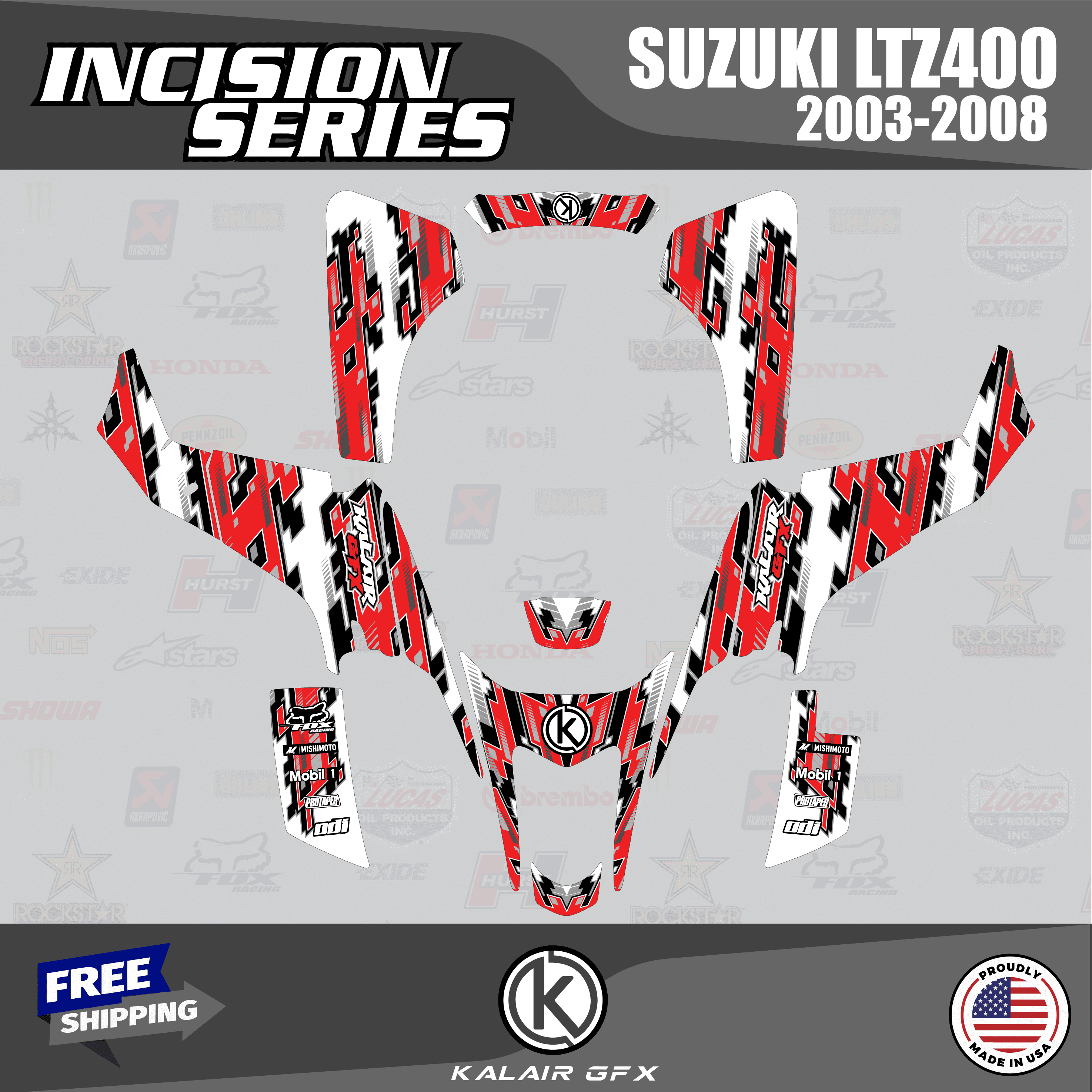 Incision Graphics Kalair GFX Graphics Kit for Suzuki LTZ400 (2003-2008) Incision Series ...